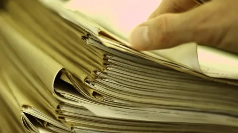 Male hand turning old documents Stock Footage 51969935