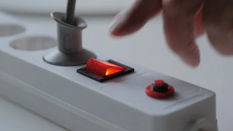 Male Hand Unplugging The Plug From Socket Electric Extension Cord And Turn Off 스톡 동영상 95342170