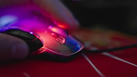 The male hand is used by a computer mouse to click and scroll Video stock 287269467