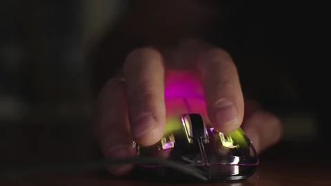 The male hand is used by a computer mouse to click and scroll Video stock 287269615