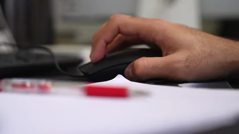 Male Hand Using Computer Mouse Close Up Stock Footage 334091662