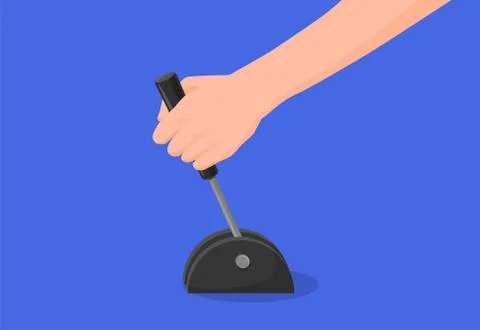 Male hand using mechanical level vector graphic illustration. Manual change Stock Illustration