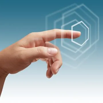 Male hand working on touch screen interface Stock Illustration