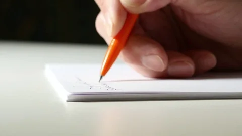 Male Hand Writing A Letter On A White Table. Stock Footage
