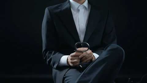 Male with handcuffs refusing to take bribe, inevitable punishment, illegal deal Stock Footage 91300674