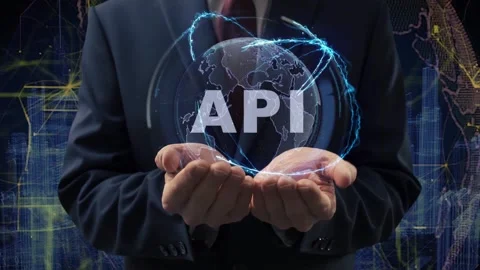 Male hands activate hologram API Stock Footage 146450345