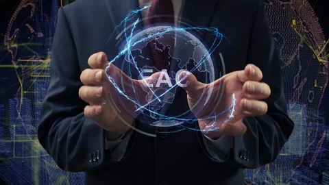 Male hands activate hologram React Video stock 127995917