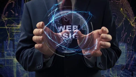 Male hands activate hologram Web Design Stock Footage 127168486