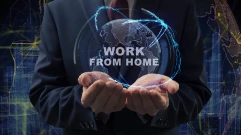 Male hands activate hologram Work From Home Stock Footage 147442999