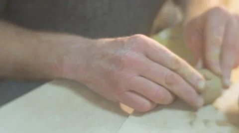 Male Hands Are Sculpting a Piece of Clay Kid's Hands Man And Little Girl Stock Footage 59129490