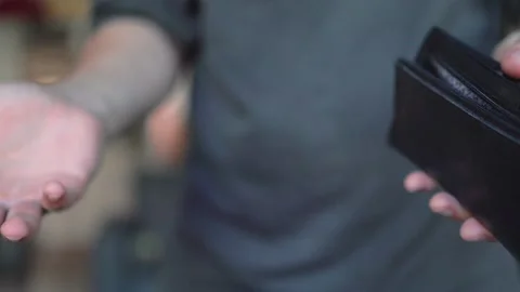 Male hands are shaking an empty wallet Stock Footage 204072044