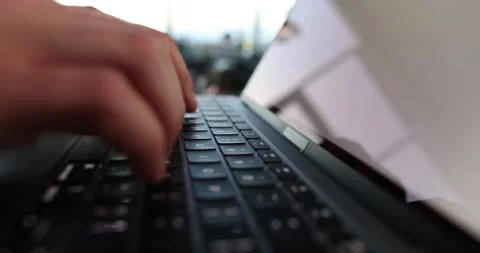 Male hands are typing on computer closeup Stock Footage 168441480