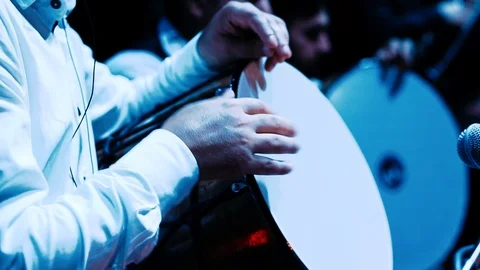Male hands banging on drum.Drumming Stock Footage 121699017