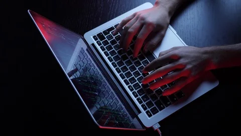 Male hands coding on laptop screen. Fingers programming on computer, development Stock Footage 125213676