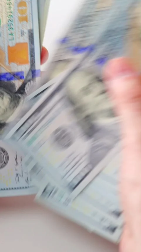 Male hands counting US Dollar bills, close-up Video stock 342756466