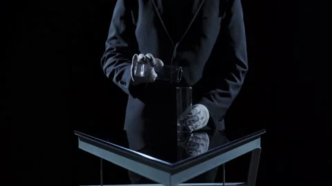 Male hands with empty glasses make different movements on a dark background Video stock 201855742