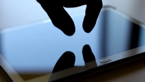 Male Hands Gestures On Tablet Touchscreen Close-up Stock Footage 76627805
