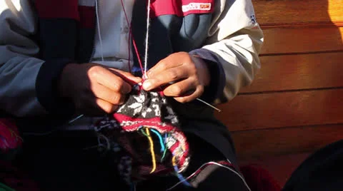 Male hands knitting cap Video stock 25877257