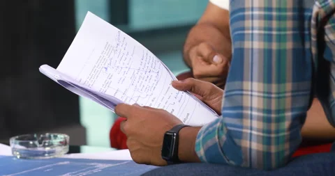 Male Hands with papers Stock Footage 183536219