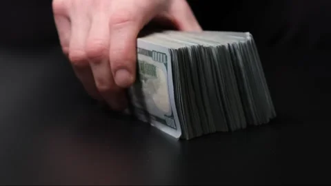 Male hands put a stack of money or dollars on the table, concept of bribe, big Stock Footage 311512110