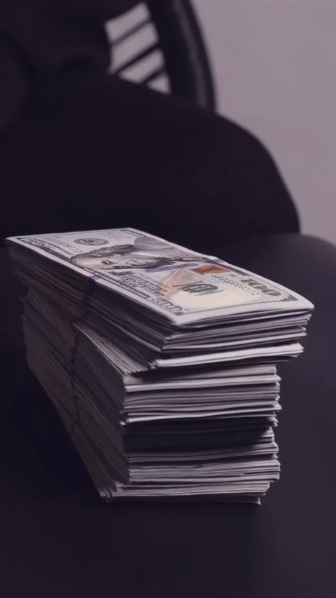 Male hands put a stack of money and dollars on the table, concept of bribe Stock-Footage 311797357