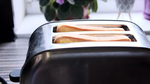Male Hands Putting Bread into Toaster. Closeup. Stock Footage 243838515
