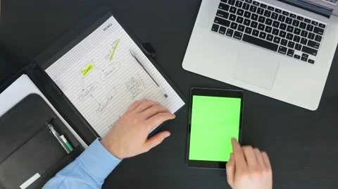 Male Hands Scrolling Up Touchscreen Stock Footage 61194526