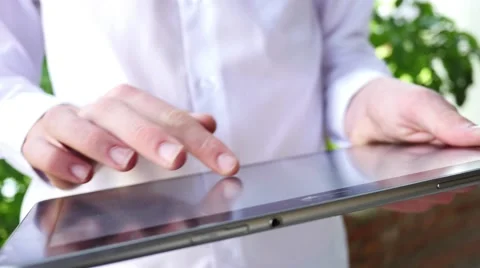 Male Hands With Tablet Computer Video stock 51392942