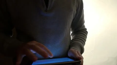 Male hands with tablet computer, indoors Stock Footage 20146724