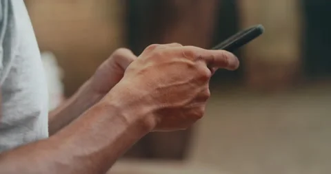 Male Hands Texting Message on Mobile Smart Phone for Communication with Friends Stock-Footage 148347778