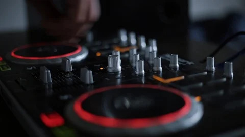 Male Hands Turning Knobs On Professional Dj Mixer Stock Footage 126989587