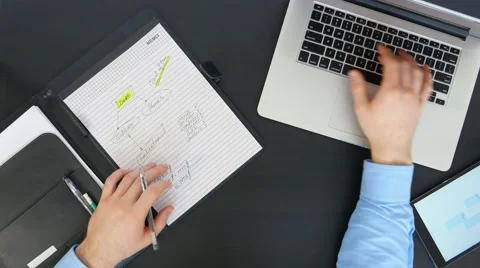 Male Hands Typing on Computer and Tablet Stock Footage 61193353