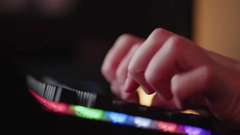 Male hands is typing on the computer keyboard, close up view. Fast typing Stock Footage 234792837