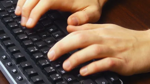Male Hands Typing On Keyboard Loop Stock Footage 99863759