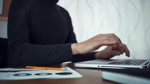 Male hands typing message on laptop Stock Footage 79901552