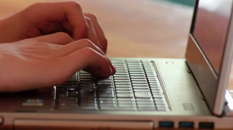 Male Hands Typing On Notebook Keyboard Stock Footage 40745103