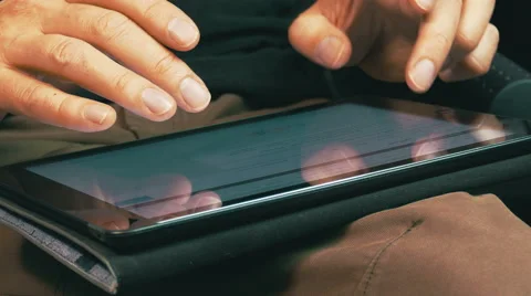 Male Hands Typing on a Tablet Computer Stock Footage 47783917