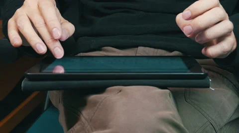 Male Hands Typing on a Tablet Computer Stock Footage 47784232