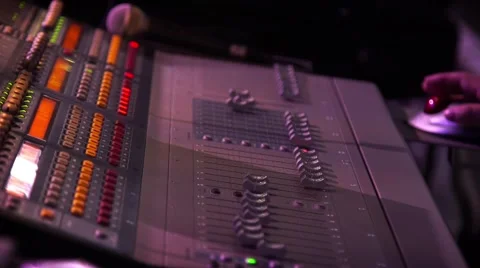 Male hands using a sound digital mixer at a concert Stock Footage 65174735