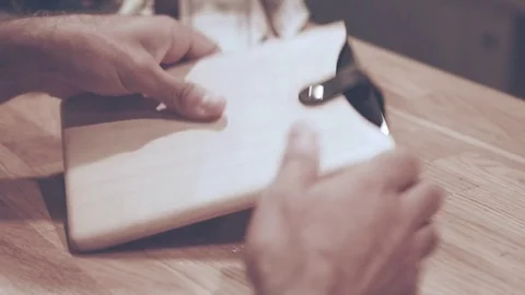 Male hands using tablet ipad. Tablet computer user. Ipad cover 库存影片 80327810