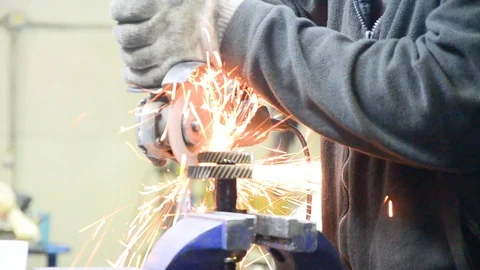 Male hands at work with an angle grinder-2 Stock Footage 120028527