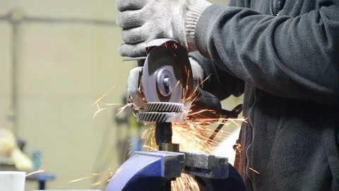 Male hands at work with an angle grinder-3 Stock Footage 120028840