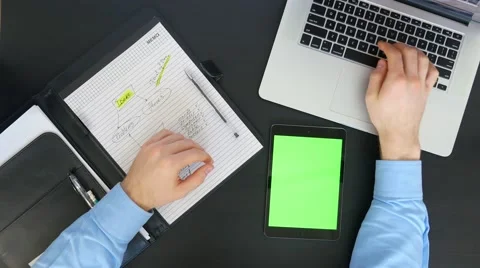 Male Hands Working on Computer Stock Footage 61196505