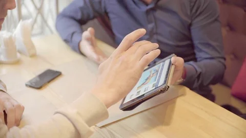 Male hands working on the tablet Video stock 72619634
