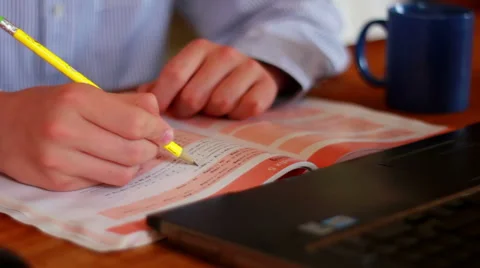 Male Hands Writing On A Notebook Stock Footage 40745138