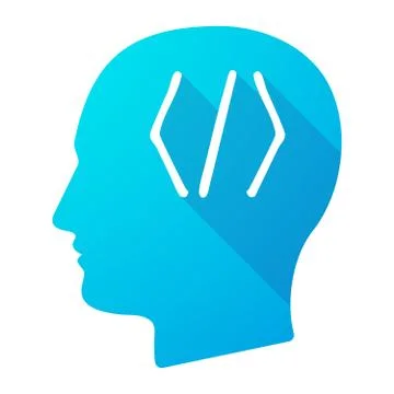 Male head icon with a code sign Stock Illustration