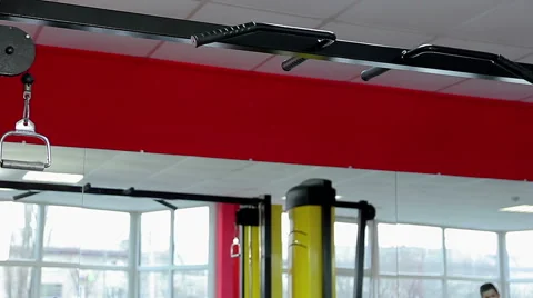 Male heavyweight athlete doing pull-ups, perfect masculine body, healthy life Video stock 60445879