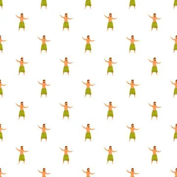 Male hula dancer performing pattern repeating hawaiian culture Stock Illustration