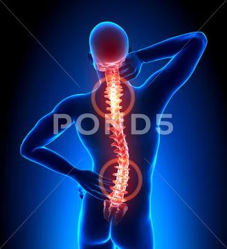 Male Hurt Backbone - Vertebrae Pain Stock Photos