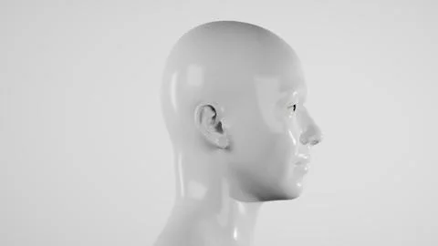 Male hyper-realistic robot or cyborg in studio with white light. Artificial Stock Illustration